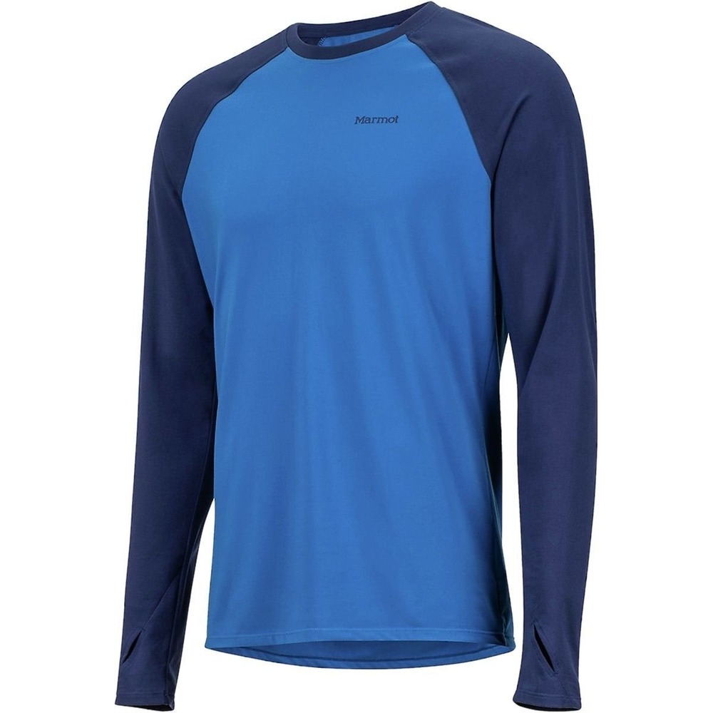 Marmot XXLT Performance Hiking Shirt Mens Tall Blue Gray Long Sleeve Outdoor